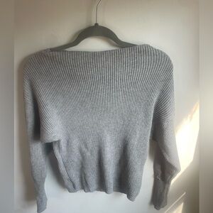 Summer & Rose - Grey Boat Neck Waffle Knit Long Sleeve Fall Large J